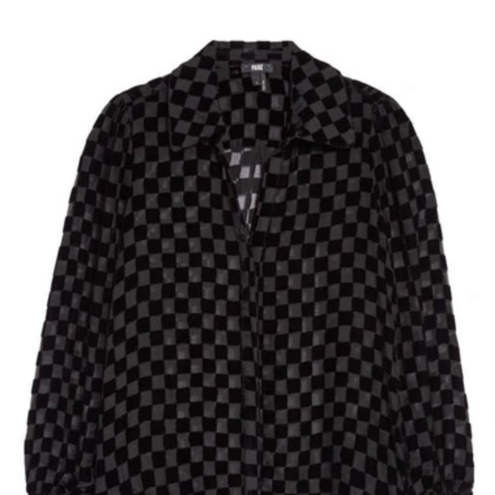 PAIGE Black checkered, sheer blouse size small